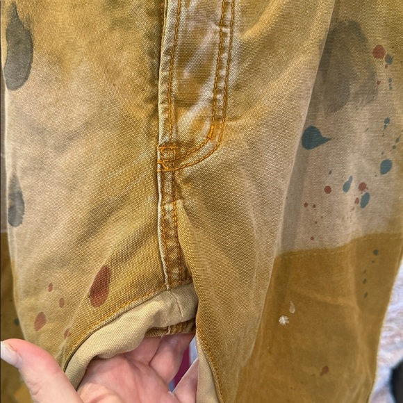 MNML Brown Paint-Splattered Pants with Patchwork petite size 30 - Picture 4 of 7